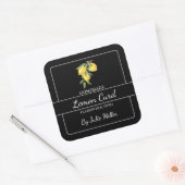 Étiquette de Carré de citron fait maison Noir (Enveloppe)
