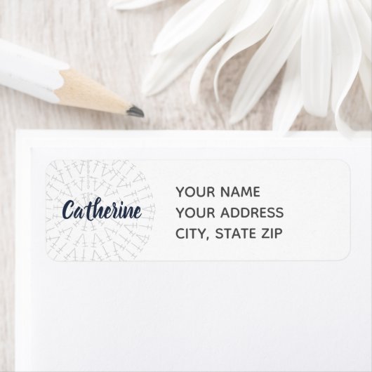 Étiquette de carte crochet bleu marine (En situation)