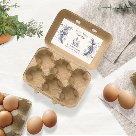 Étiquette de carton d'oeuf de ferme rustique
