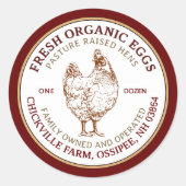 Étiquette de carton d'oeuf frais avec bordure roug (Devant)