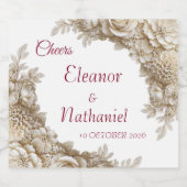 Étiquette de champagne de mariage florale blanche (Étiquettes simples)