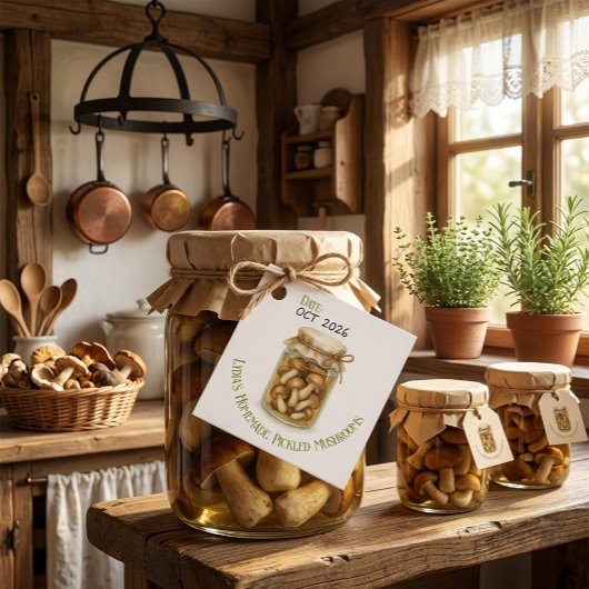 Étiquette de champignons marinés maison à date per