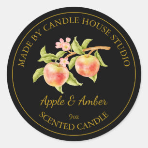Étiquette de chandelle d'Apple maison en or Noir