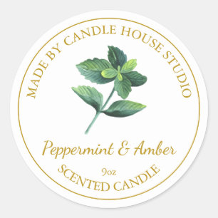 Étiquette de chandelle de menthe poivrée maison en