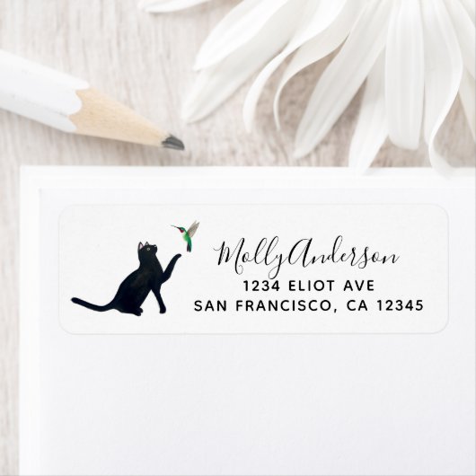 Étiquette de chat noir (En situation)