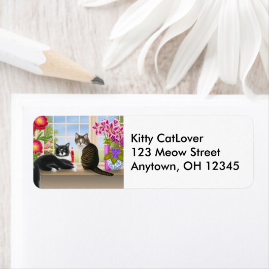 Étiquette de chats d'observation des oiseaux (En situation)