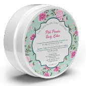 Étiquette de chinoiserie florale verte et rose 