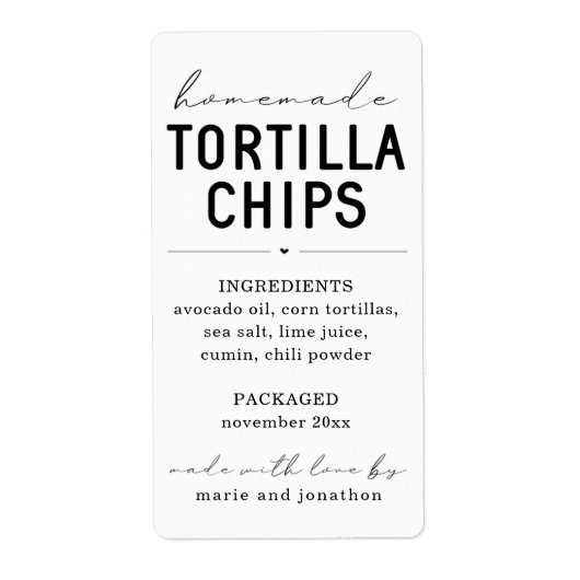 Étiquette de chips Tortilla maison personnalisée (Devant)