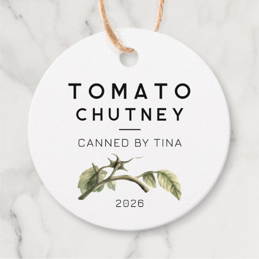 Étiquette de Chutney de Tomate avec feuille de tom (Devant)