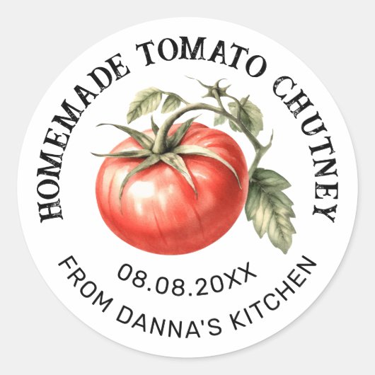 Étiquette de Chutney de Tomate avec tomate à l'aqu (Devant)
