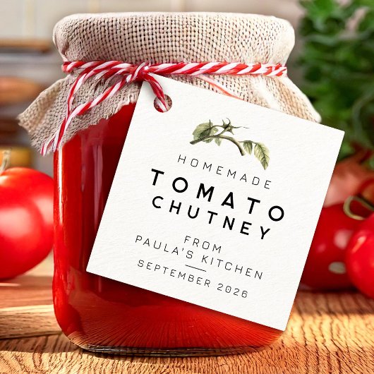 Étiquette de Chutney de Tomate Moderne avec feuill