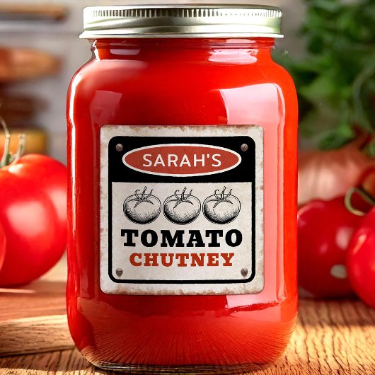 Étiquette de Chutney de Tomate Personnalisée Rusti