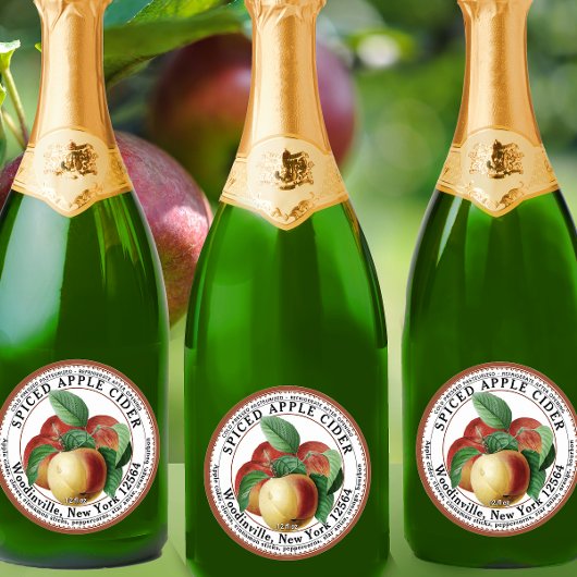 Étiquette de cidre de pomme épicé pressé à froid
