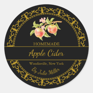 Étiquette de cidre de pomme maison vintage Gold
