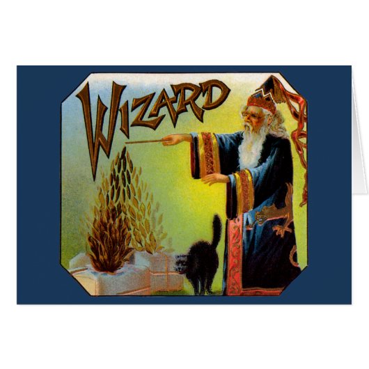 Étiquette de cigare vintage, Magic Wizard avec cha (Devant horizontal)