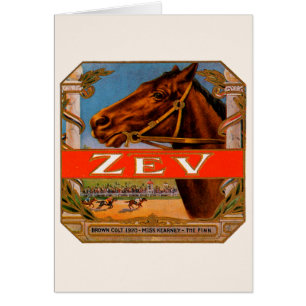Étiquette de cigare vintage, Poulain Brun Zev Race