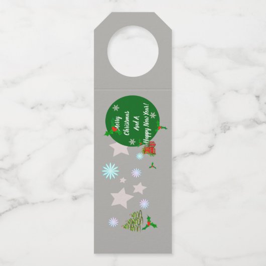 Étiquette de cintre de bouteille de Noël (Devant)