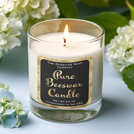 Étiquette de cire d'abeille noire et or pur