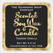 Étiquette de cire de soja parfumé noir et or (Devant)