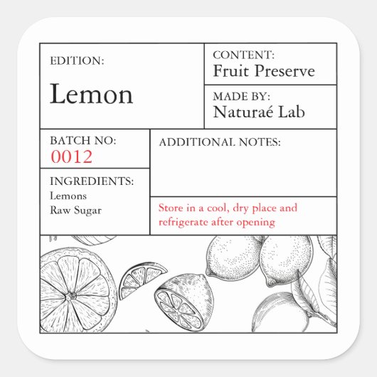 étiquette de citron de l'Apothicaire Noir & Blanc (Devant)