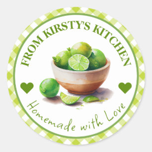 Étiquette de citrons verts Gingham faits à la main