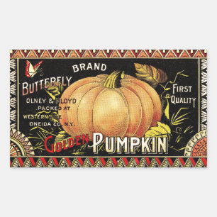 Étiquette de citrouille antique marque papillon