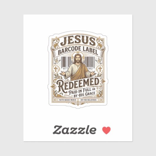 Étiquette de code-barres Jésus Rachetée Jésus Code (Feuille)