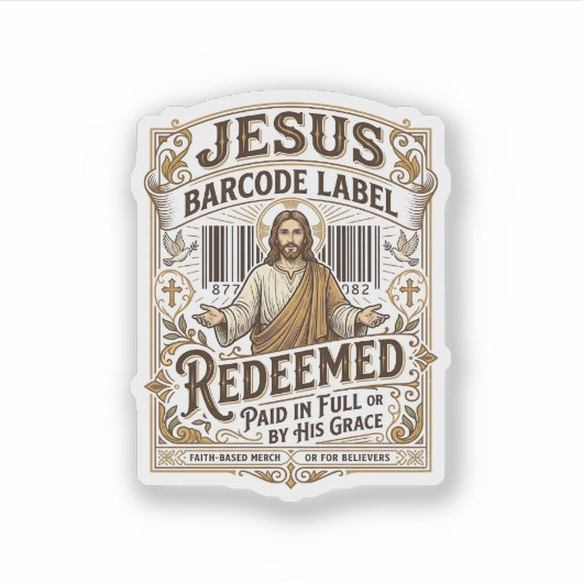 Étiquette de code-barres Jésus Rachetée Jésus Code (Devant)
