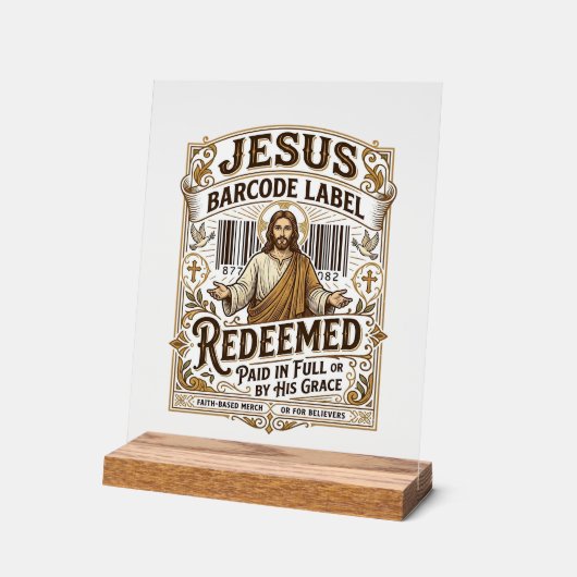 étiquette de code-barres Jésus Rachetée Jésus code (Angle)