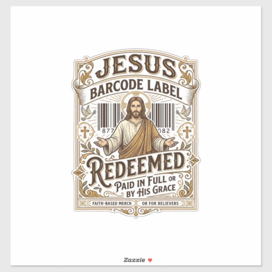 étiquette de code-barres Jésus Rachetée Jésus code (Feuille)