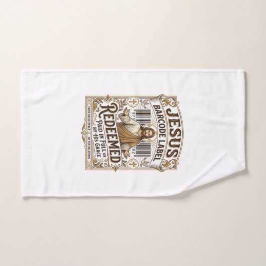 étiquette de code-barres Jésus Rédimé Jésus code-b (Serviette à main)