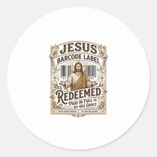 Étiquette de code-barres Jésus Rédimé Jésus Code-b (Devant)