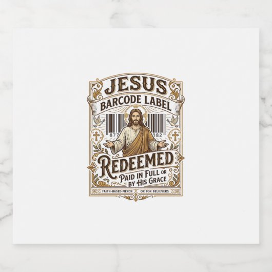Étiquette de code-barres Jésus Rédimé Jésus Code-b (Étiquettes simples)