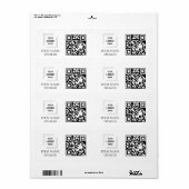 Étiquette de code QR d'inventaire pour l'identific (Feuille entière)