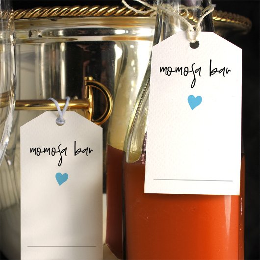 Étiquette de col de bouteille Chic Momosa Cœur Ble