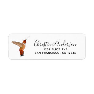 Étiquette de colibri roux