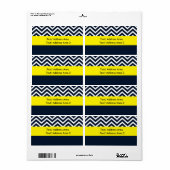 Étiquette de colis d'expédition bleu jaune Chevron (Feuille entière)