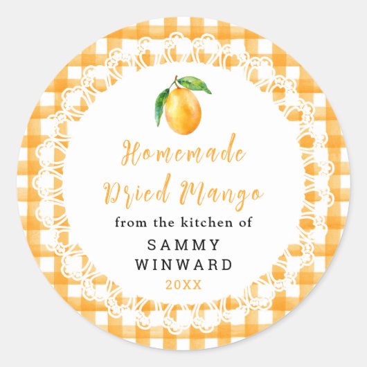 Étiquette de Collation de Mangue Séchée Maison (Devant)