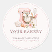 Étiquette de commerce de boulangerie rose pâle Fle (Devant)