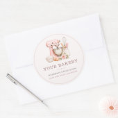 Étiquette de commerce de boulangerie rose pâle Fle (Enveloppe)