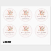 Étiquette de commerce de boulangerie rose pâle Fle (Feuille)