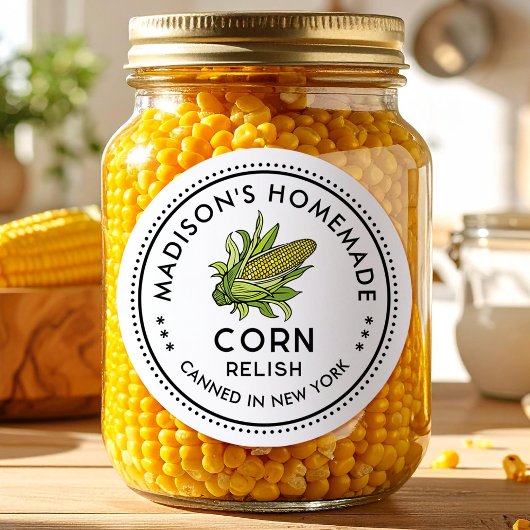 Étiquette de condiment de maïs avec icône d'épi de