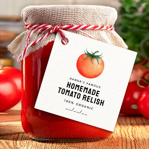 Étiquette de condiment de tomate avec tomate rouge