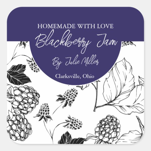 Étiquette de confiture Blackberry fait maison noir (Devant)