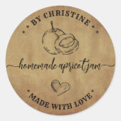 Étiquette de confiture d'abricot cœur rustique fab (Devant)