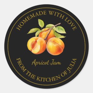Étiquette de confiture d'abricot fait maison en or