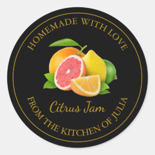 Étiquette de confiture d'agrumes mélangés maison e