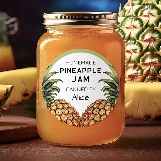 Étiquette de confiture d'ananas maison