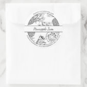 Étiquette de confiture d'ananas noir et blanc (Sac)