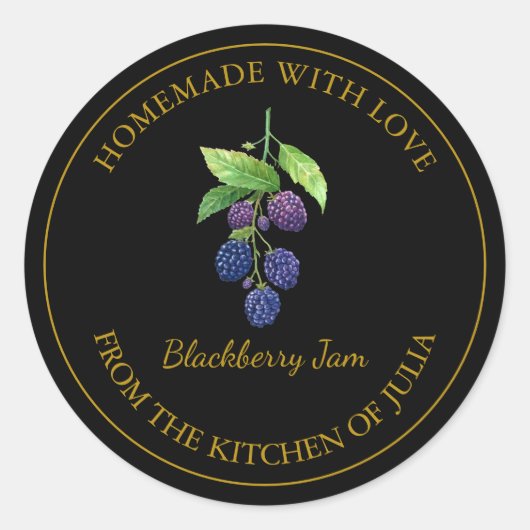 Étiquette de confiture de Blackberry fait maison e (Devant)